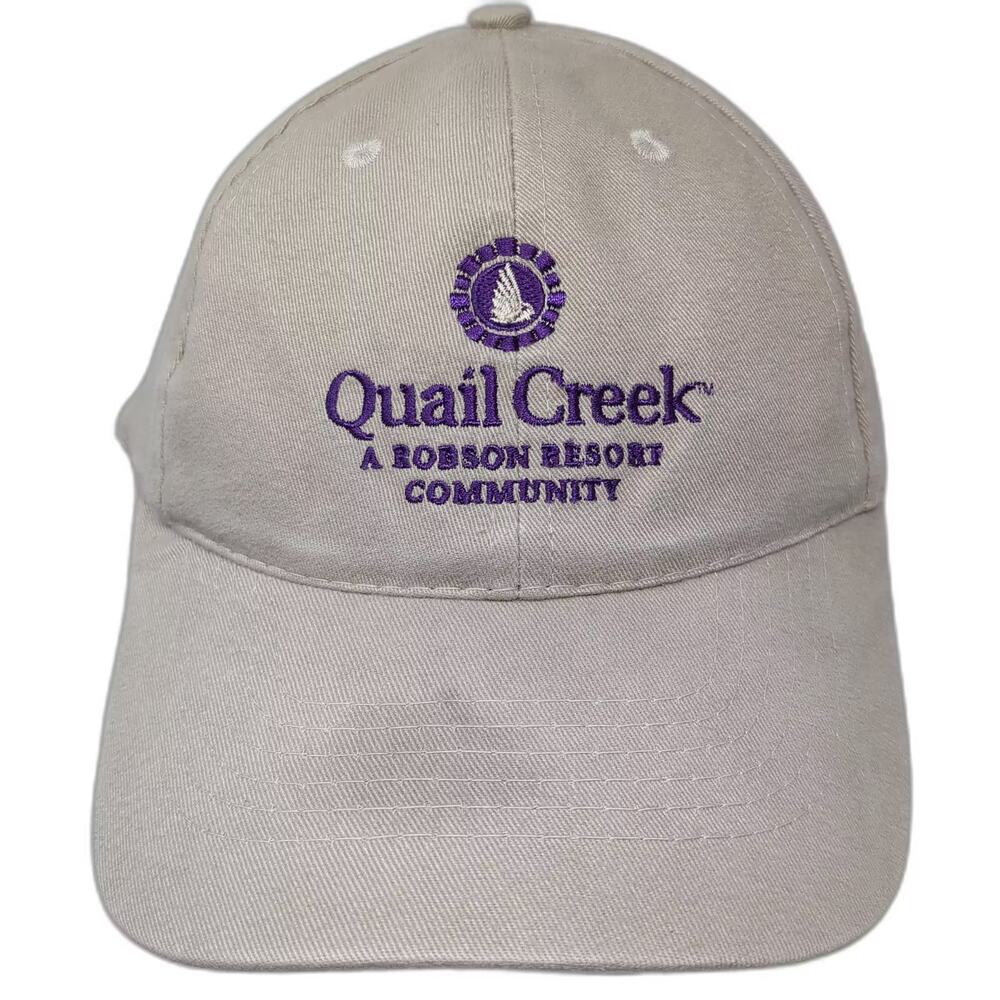 Apollo Quail Creek Beige Purple Baseball Cap One Size Adjustable Embroidered Hat